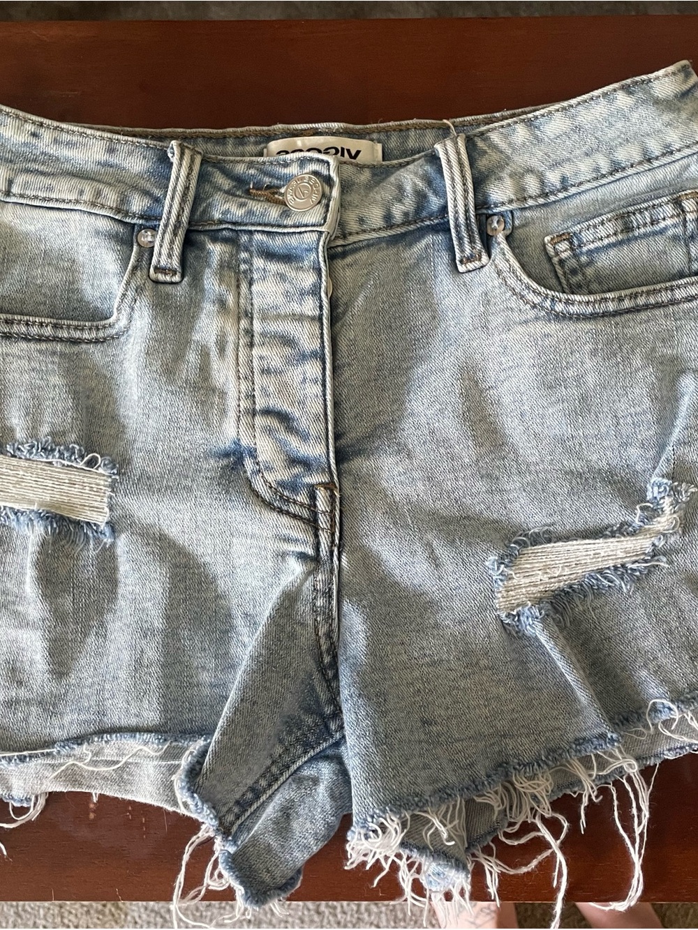 Vigoss Light Blue Distressed Denim Shorts